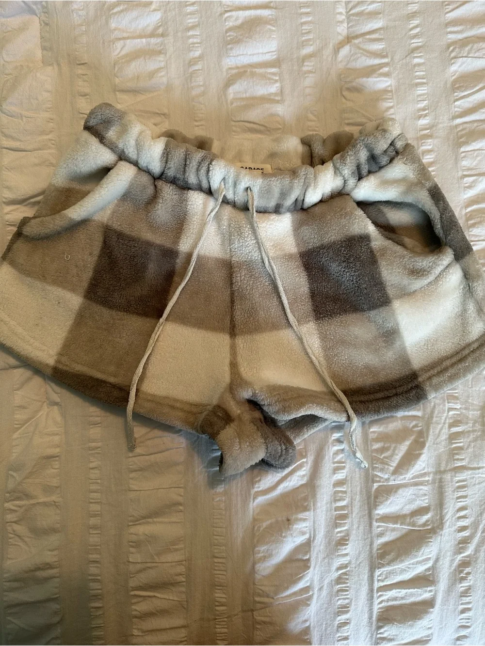 Garage Plaid Plush Fleece Lounge Pajama Shorts Medium